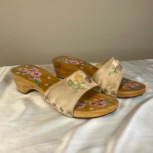 Cherry blossom Japanese inspired wood block heels